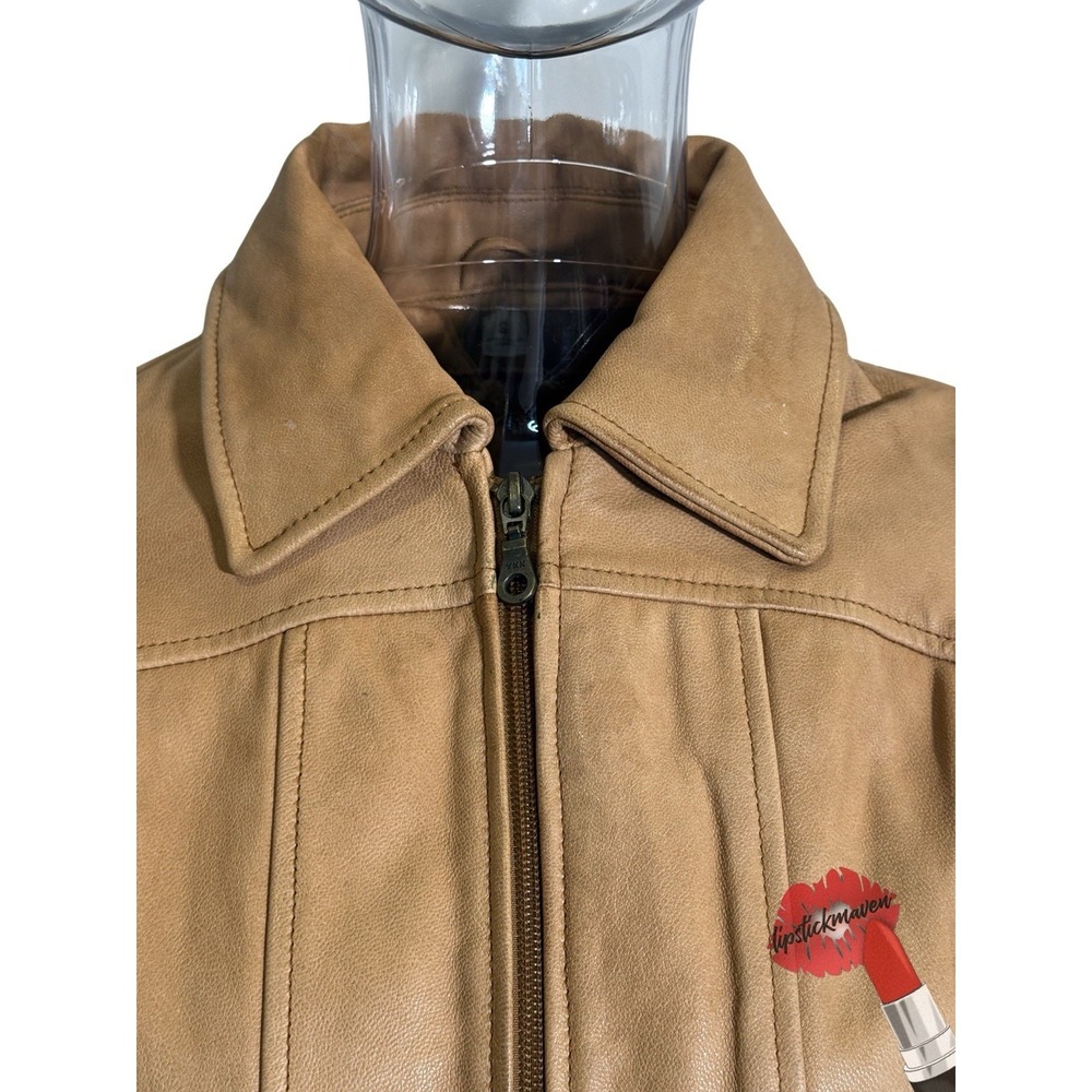 Wilsons Leather Jacket Womens Large Brown Genuine Edgy Biker Moto Zip Up - Picture 4 of 16